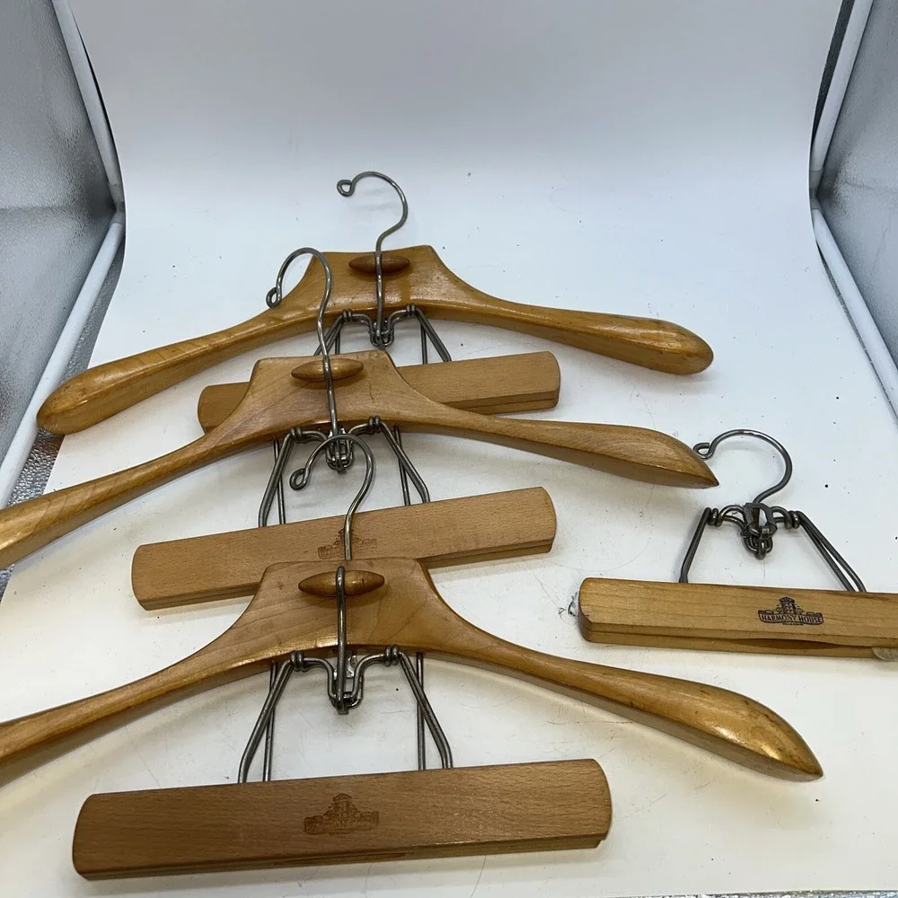 3 Harmony‎ House Vintage Wooden Suit And Pants Hangers And 1 Pants Only Hanger